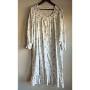 Vintage Willow Creek Nightgown L Button Up Floral Dainty Coquette Midi Ruffle
